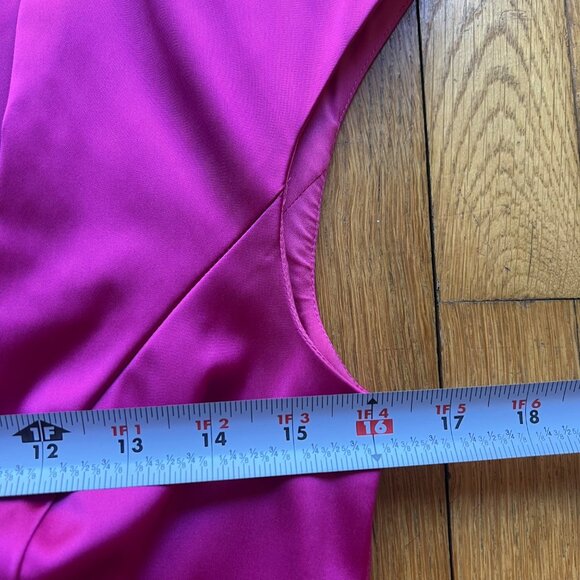Kay Unger Size 8 Pink Satin Cap Sleeve Pleated Cocktail Sheath Dress - Picture 13 of 16